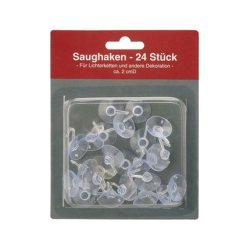 Cepewa Suction Hook Set Of 24, 2cm Diameter In Blister With Transparent Hook