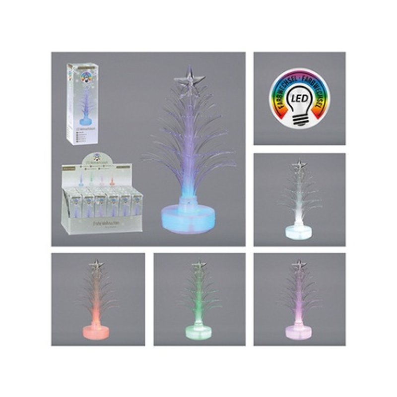 Cepewa Led Christmas Tree With Star Approximately 13cm, Color Change, 2x Ag10 Included