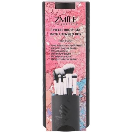 ZMILE Cosmetics Gift Box 'YOUR UTENSILO' Brushes Brush Set 6 Pieces Synthetic Hair Vegan Cosmetic Brushes