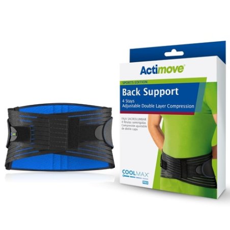 Actimove Sports Edition Back Support Lower Back Brace for Pain Relief and Support Latex and Neoprene Free Medium