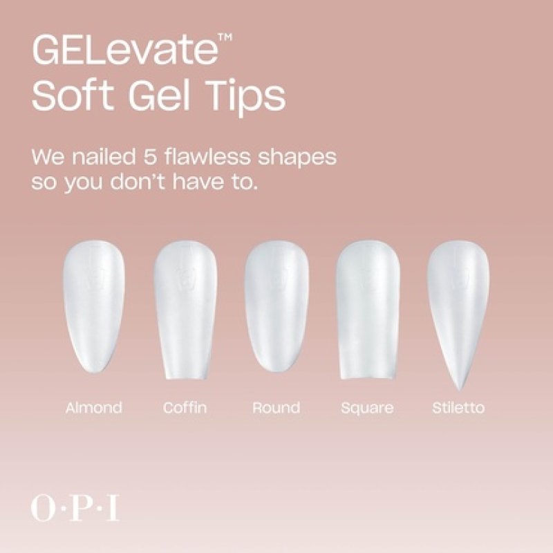 OPI Gelevate Soft Gel Nail Tips Medium Length Extensions Flexible and Natural