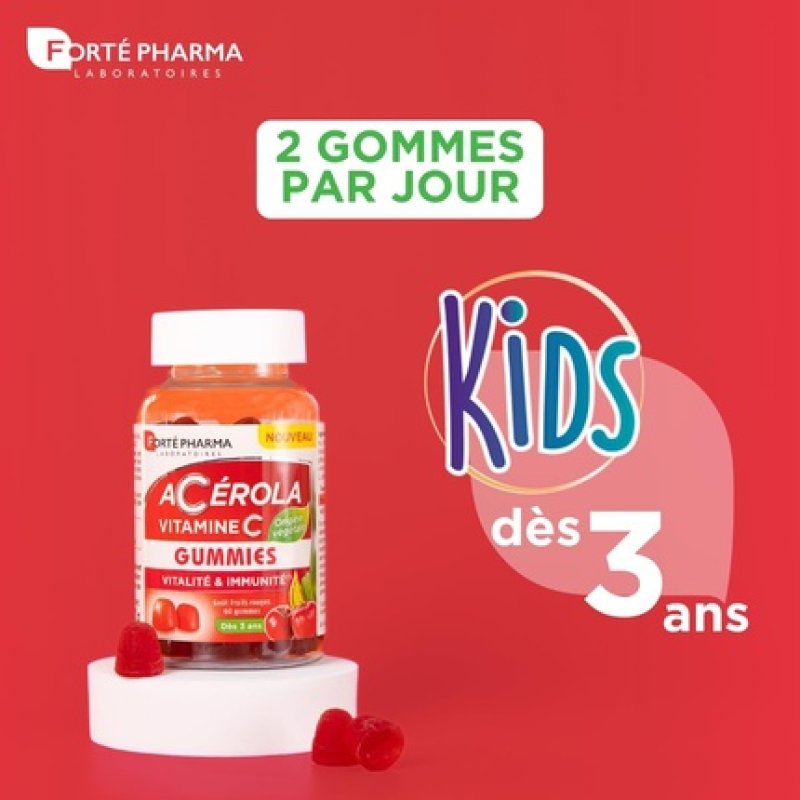 Forte Pharma Acerola Gummies Vitamin C Gummies Red Berry Flavor
