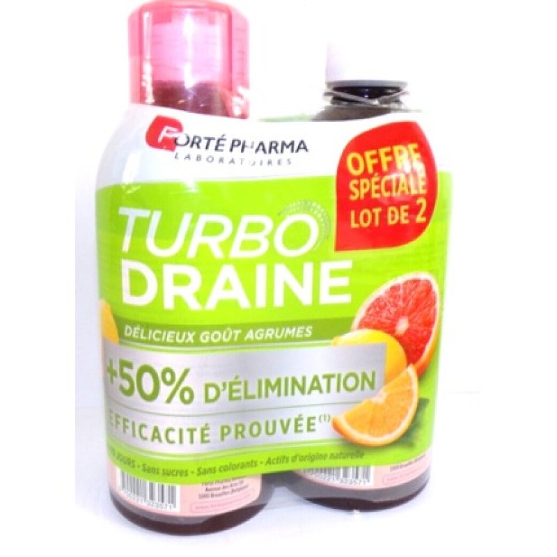 Forte Pharma Turbo Drain Citrus Flavor 500ml - Pack of 2