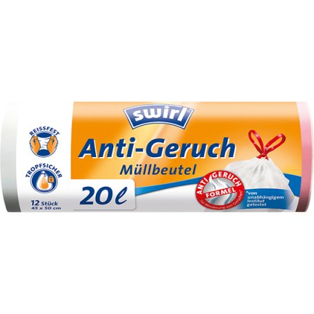 Swirl 4008871215918 Tear-Resistant Garbage Bags with Active Freshness 20L Capacity