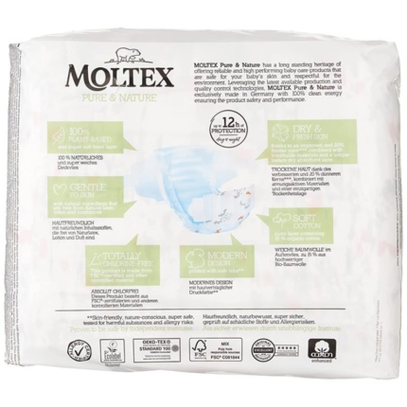 Moltex Pure & Nature Diapers, Size 1-6 Size 3 Midi Size 3 33 Pieces