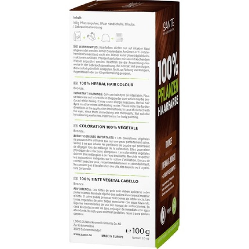 Sante Naturkosmetik 100% Plant Hair Color Powder 03 Bronze Vegan Hair