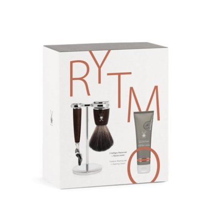 Muhle Rytmo Walnut Pure Badger and Fusion Razor Shaving Gift Set