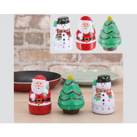 Cepewa Kitchen Timer For Rotating - Christmas Theme, Assorted Designs Santa, Snowman, Christmas Tree, 60 Minutes,