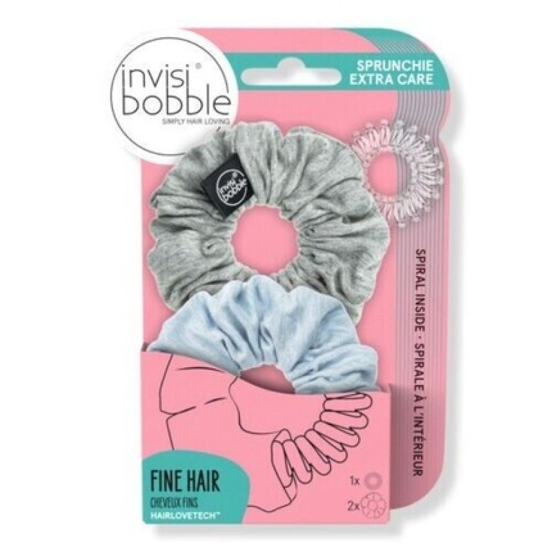 Invisibobble Sprunchie Extra Care Duo - Light as Feathers Blue and Grey