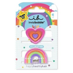 Invisibobble Hair Clips Clipstar Glow Happy Heart - 2 Pieces