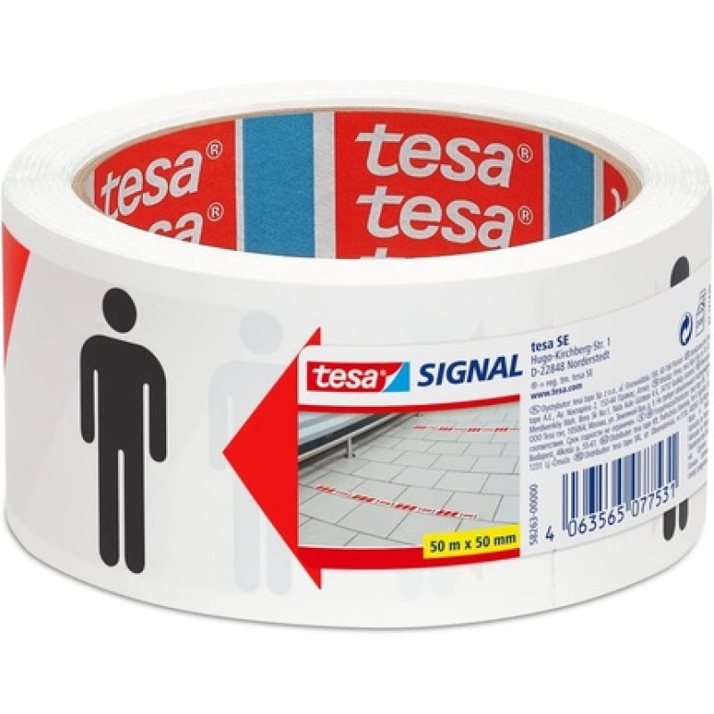 Tesa Signal Social Distancing Tape - Marking Tape To Keep Your Distance - 1.5 M