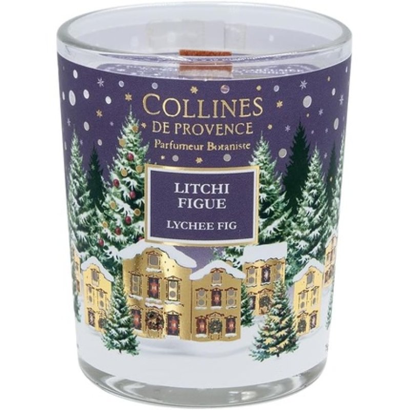 Collines De Provence Christmas Scented Candle 75g Lychee Fig