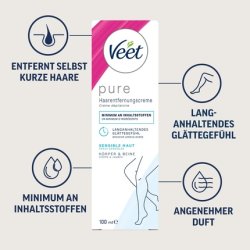 Veet Pure Hair Removal Cream for Body, Arms & Legs - Hair Removal Cream for Sensitive Skin - Minimum Ingredients &