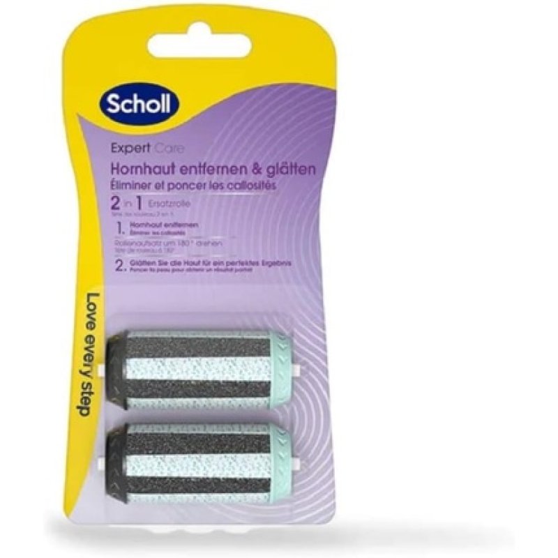 Scholl EXPERTCARE Replacement Rollers 2 in 1 for Removing and Smoothing Calluses Refill for Scholl Electric Callus