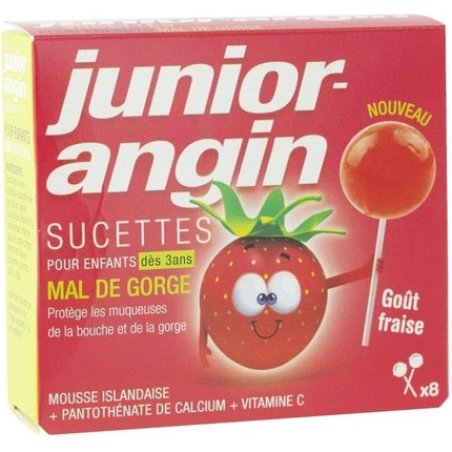 Junior Angin Throat Lozenges Strawberry Flavor - Pack of 8