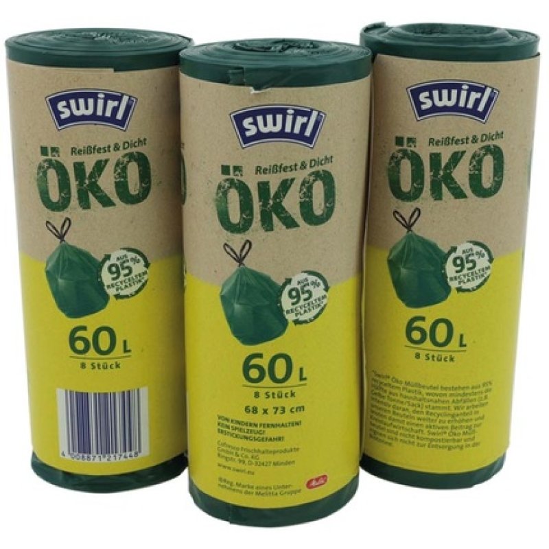 Swirl Swirl Eco-Trash Bags 60 Liters With Drawstring