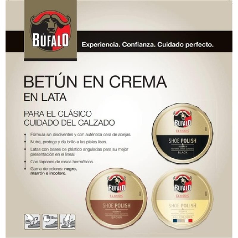 Bufalo Shoe Cream with Natural Beeswax for Special Care of Your High-Quality Shoes 75ml Brown