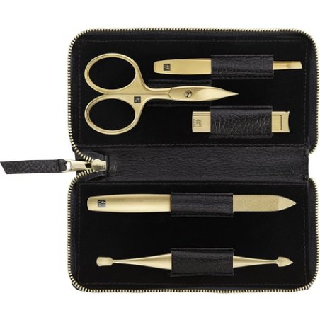 Zwilling Twinox Gold Edition Manicure Set - Black Leather Case 5 Pieces - Black