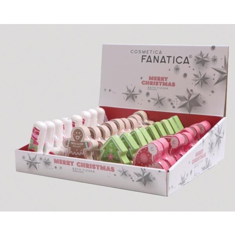 Cosmetica Fanatica Bath Fizzer Xmas - Assorted In Display, 80g Each, Tree, Santa, Stocking Or Gingerbread Man