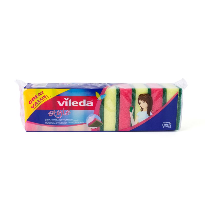 Vileda 134102 sponge Rectangular Fiber, Foam Multicolour 10 pc(s)