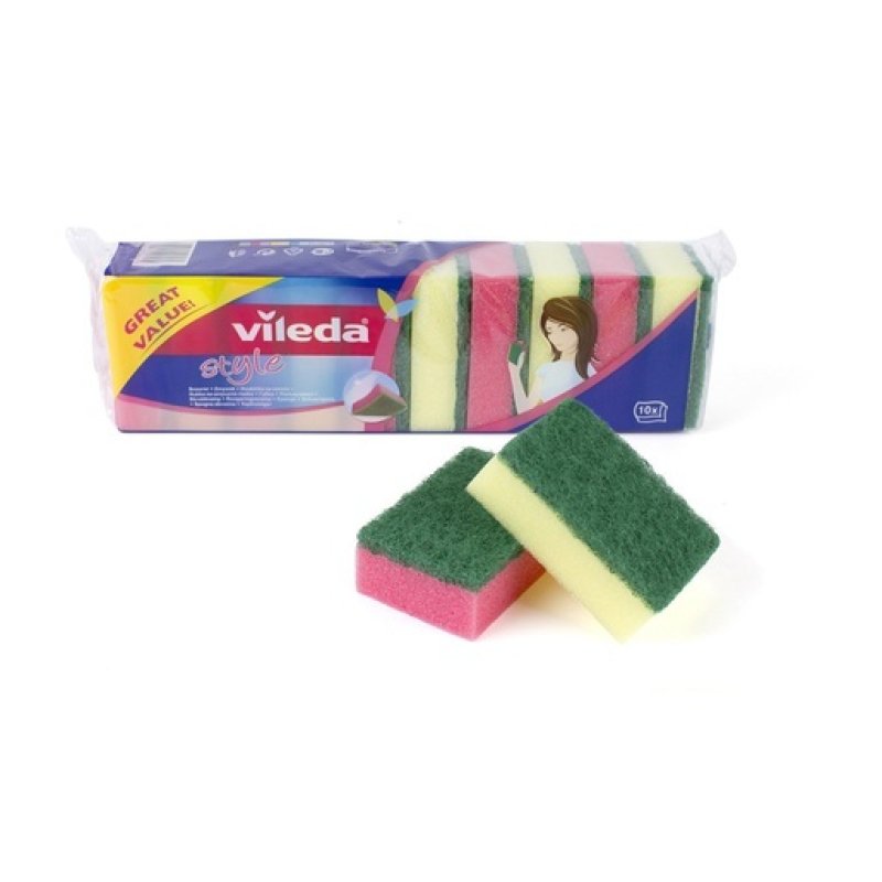 Vileda 134102 éponge Rectangulaire Fibre, mousse Multicolore 10 pièce(s)