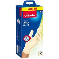 Vileda Disposable Multi-Latex Gloves Small / Medium Pack Of 50 S/M