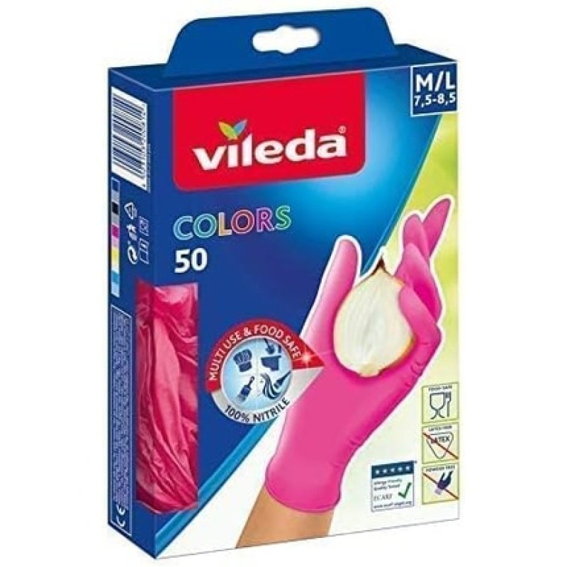 Vileda Colors 50 Disposable gloves Multicolour Nitril 50 pc(s)