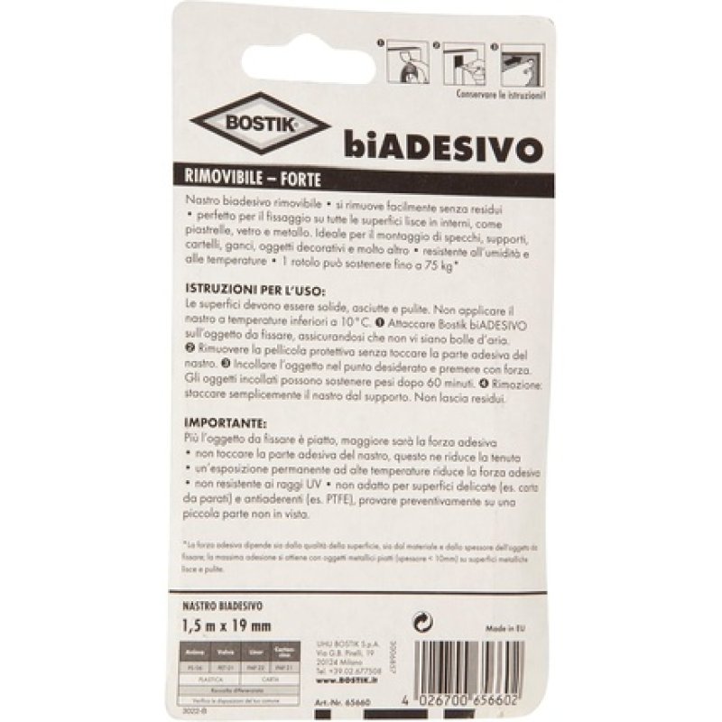 Bostik Double Adhesive Removable Strong Mounting Tape Holds Up To 75