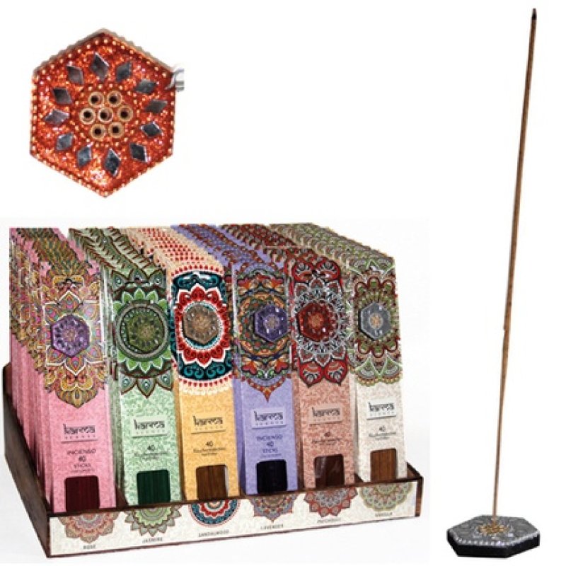 Noor Incense Sticks Pack With Decoration Holder - 40 Pieces, 6 Fragrances