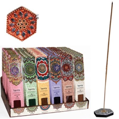 Noor Incense Sticks Pack With Decoration Holder - 40 Pieces, 6 Fragrances