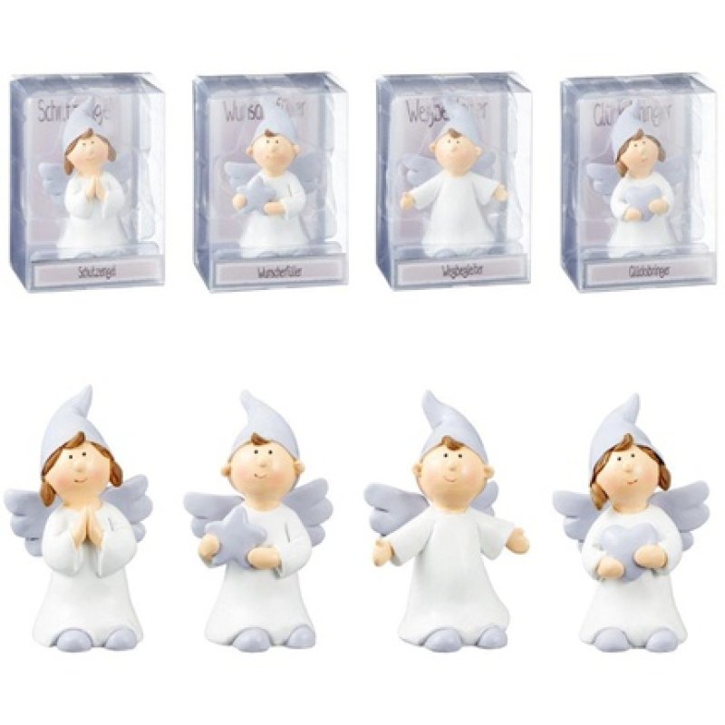 Cepewa Guardian Angel - 4 Assorted Designs, Approximately 8 Cm Height, Made Of Polyresin
