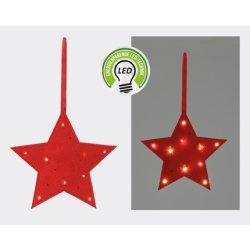 Cepewa Led Star Felt For Hanging Red Approximately 20cm With 2 Cr2032 Batteries And 12 Micro Leds