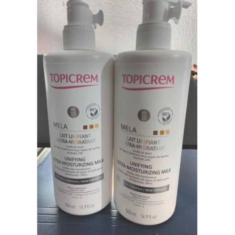 Topicrem Mela Unifying Ultra-Moisturizing Milk 500ml - Pack of 2 Brown Spots Sensitive