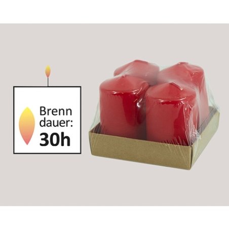 Noor Set Of 4 Candles - Classic Red, 75x50mm, Ideal For Christmas Wreath