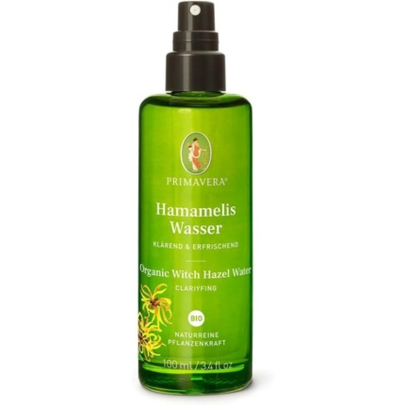 PRIMAVERA Witch Hazel Water Organic 100ml - Pure Plant Power Glass Bottle Hydrosol Body Spray Aromatherapy Invigorating