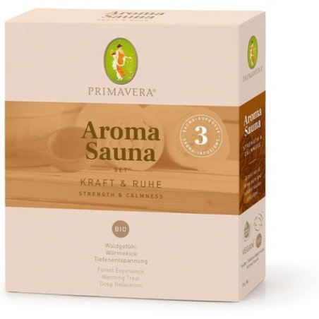 PRIMAVERA Aroma Sauna Set Strength & Peace Organic 3 x 10ml - Forest Feeling, Warmth Kick, Deep Relaxation - Sauna Oil,