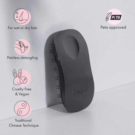 ikoo Brush Home Hairbrush Black with Black Bristles - Innovative Detangler Brush and Scalp Massager