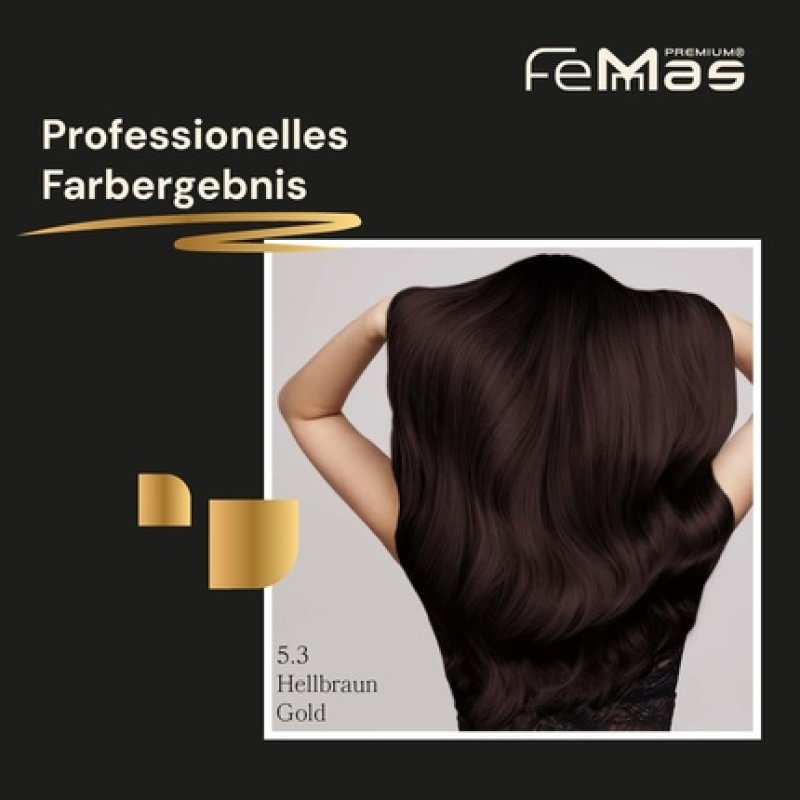 FemMas Hair Color Light Brown Gold 5.3 Professional Cream Hair Color with Argan Oil, Keratin & Ceramides 100ml