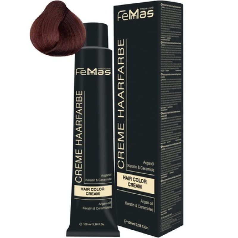 FemMas Hair Color Dark Blonde Copper 6.4 Professional Cream Hair Color with Argan Oil, Keratin & Ceramides 100ml