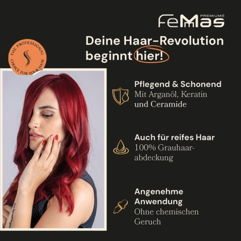 FemMas Hair Color Dark Blonde Mahogany Amber 6.58 Professional Cream Hair Color with Argan Oil, Keratin & Ceramides