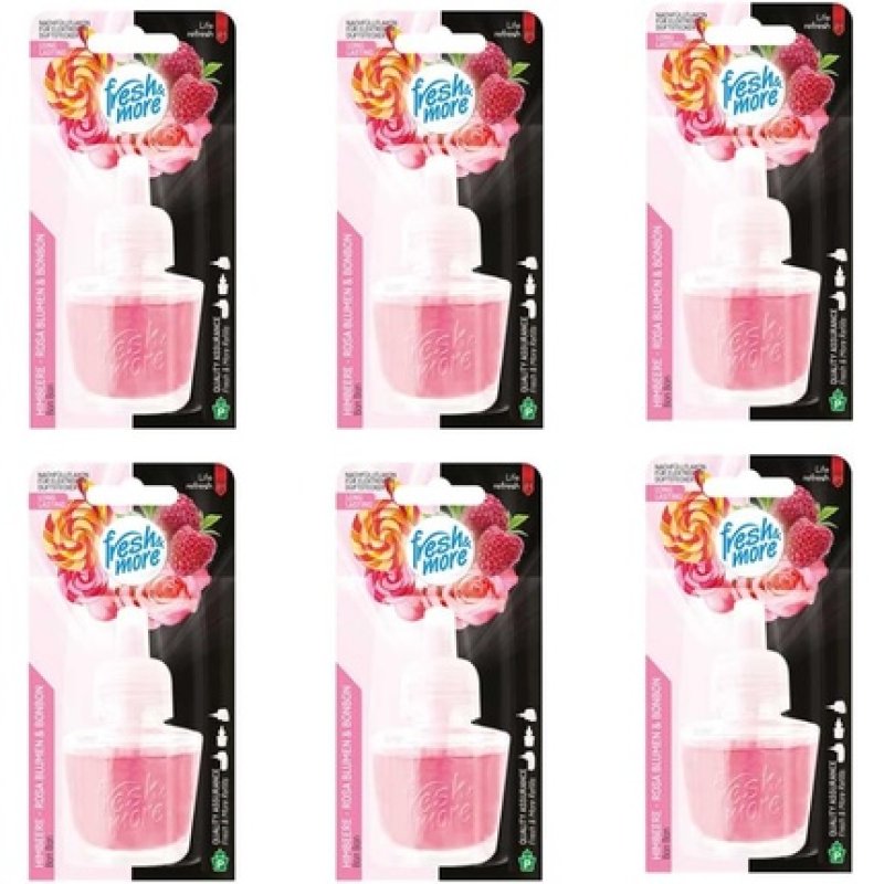 Fresh & More Refill Bottles Raspberry Flower & Candy for E-Fragrance Plug 19ml - Pack of 6