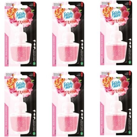 Fresh & More Refill Bottles Raspberry Flower & Candy for E-Fragrance Plug 19ml - Pack of 6