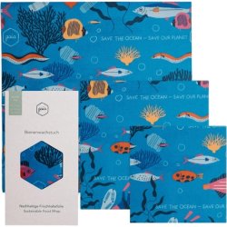 Gaia Beeswax Cloths Organic Set of 3 Sustainable Cling Film Replacement Handmade in Germany Oilcloths for Food and