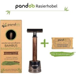Pandoo Safety Razor with Holder and Bamboo Handle Zero-Waste Shaver for Men and Women Closed Comb - Plastic-Free