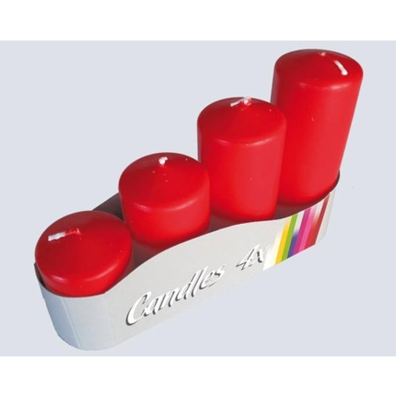 Bispol Pillar Candles Set Of 4 Assorted Sizes Red For Advent Wreath