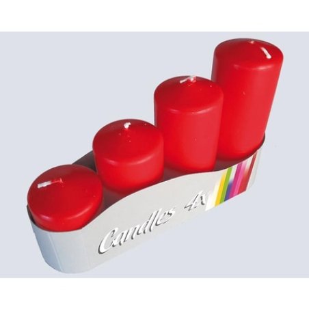 Bispol Pillar Candles Set Of 4 Assorted Sizes Red For Advent Wreath