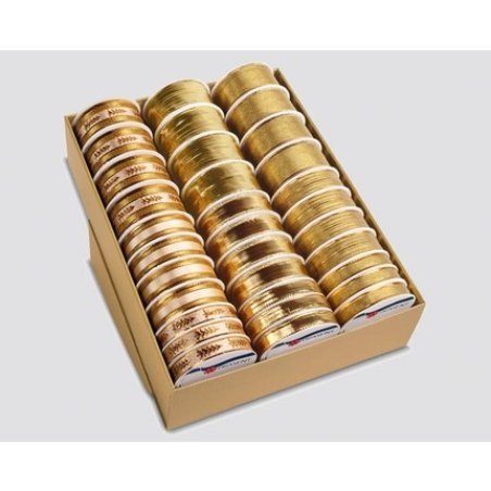 Pattberg Gift Ribbon Luxury 3m On A Roll 33 In A Display, Gold