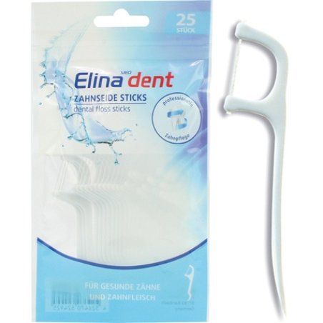 Elina Dental Floss Sticks - 25 Pieces, 8 Cm In Zip-Bag For Healthy Teeth & Gums