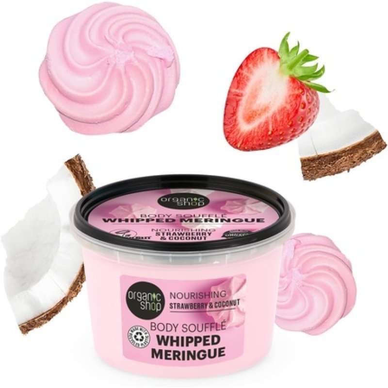Organic Shop Whipped Meringue Body Souffle Nourishing Strawberry & Coconut 250ml