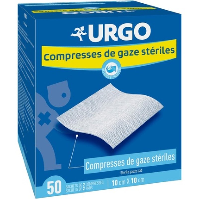Urgo Sterile Gauze Compresses - Box of 50 Sachets of 2